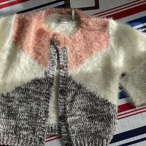 IKKS toddler Fuzzy Colorblock Cardigan. 18 months new with tags